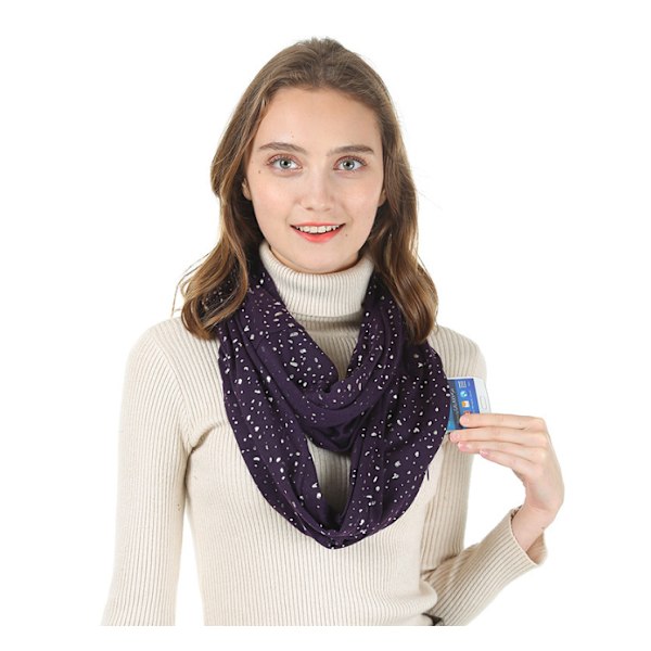 1 setti hopeanvärisiä pisteitä syvän violetin, kaunis ja kiiltävä huivi, väri
