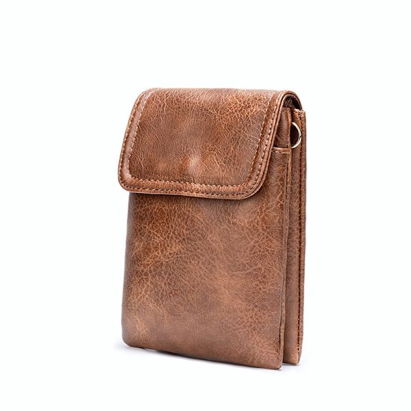 Karamellin värinen, kuumaa myyvä naisten nahkainen puhelimen crossbody-laukku, t
