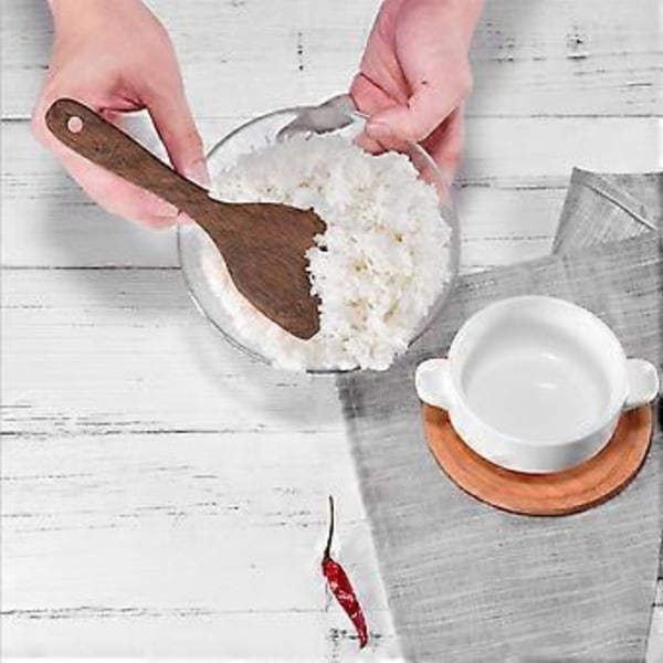 2 st. ris-skedar i trä, serveringssked för ris, japansk risskovel, risspade, kök, trä, potatisstöt i trä för köket