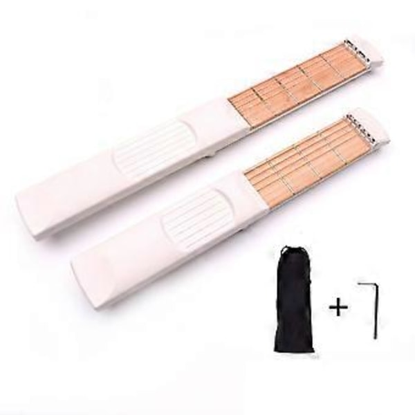 4 Band 6 Band Fickgitarr Ackord Tränare Vänster Hand med Förvaringsväska och Skiftnyckel för Nybörjare (Vit 6 Band) White 6 Fret