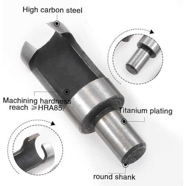 4 stk. kulstofstål træprop hulskærer boremaskine sæt 1/4\" 3/8\"