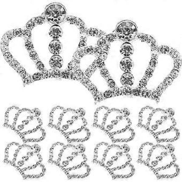 10 stk. Kroneform Rhinestone Pynt til Håndverk Mobiltelefon Dekor (Sølv)