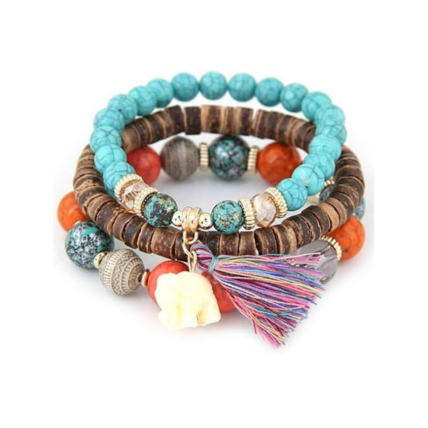 Fashionabla damträar pärlarmband Boho elefant charm armband