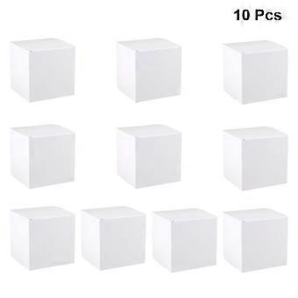 10 stk. Hvide Gaveæsker Firkantet Emballageæske Foldbar Kartonæske til Håndværk Cupcake (12 x 12 x 12)