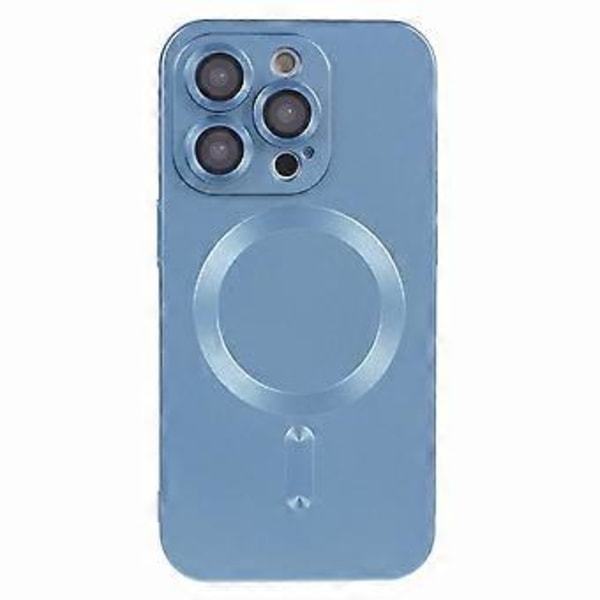 För iPhone 15 Pro TPU Skal Kompatibelt med MagSafe Gummibelagt Mobilskal med Linsskydd Style D