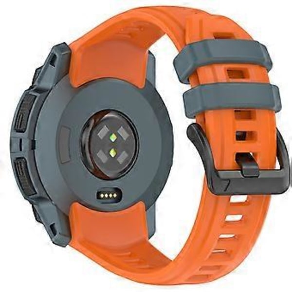 Til Garmin Instinct 3 45mm Urrem 22mm Silikone Udskiftningsrem Orange + Twilight Blue