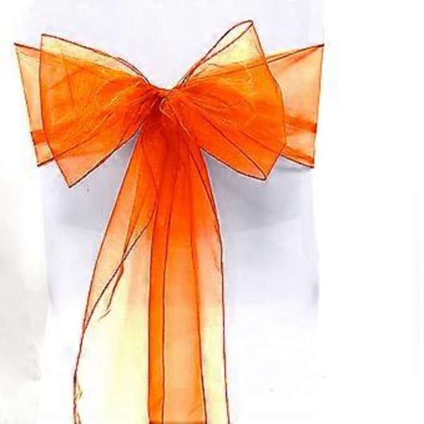 Organza Stoltrekk Bred Tyll Sløyfe Bånd Sløyfe Bryllupsfest Orange 10 Pcs