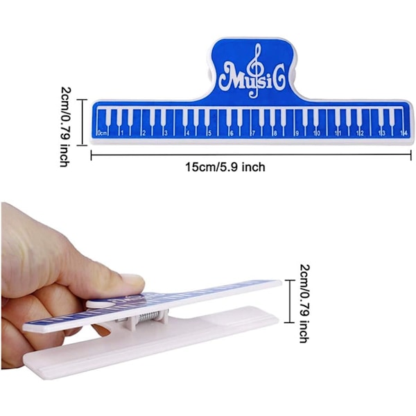 Musikkbok-klips, 4 stk. plastmusikkholderstativ sidepapirklemme