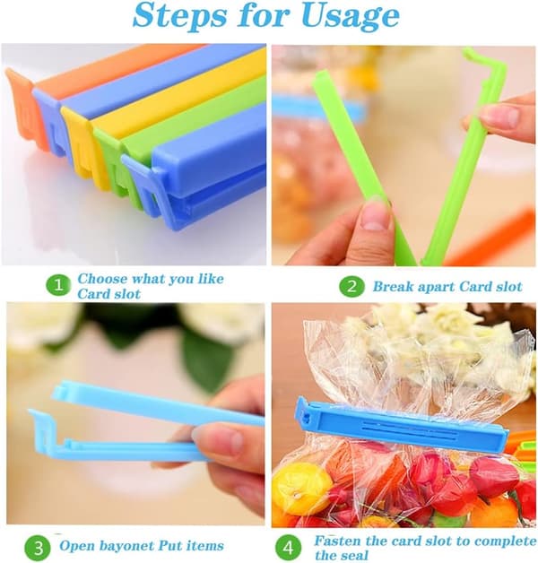 12 stk. Madforseglingsclips, Pose Lukkeclips, Plastik Madclips