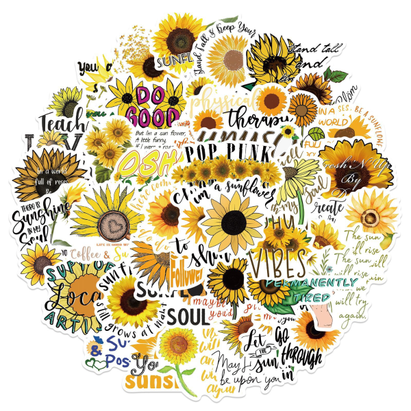 50-Pack |Sunflower Stickers|Cute,Waterproof,Aesthetic,Trendy Sti