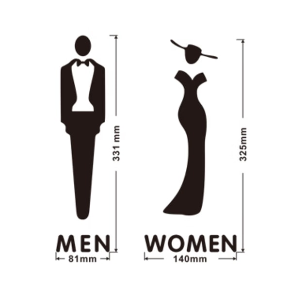 Stereoskopisk minimalistisk herr- och damtoalett identifieringsskylt butik