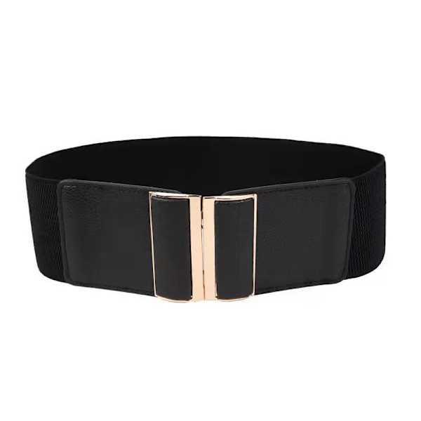Svart 75cm Elastisk Belte for Kvinner Stretch Belte Elastisk Belte Bred Be