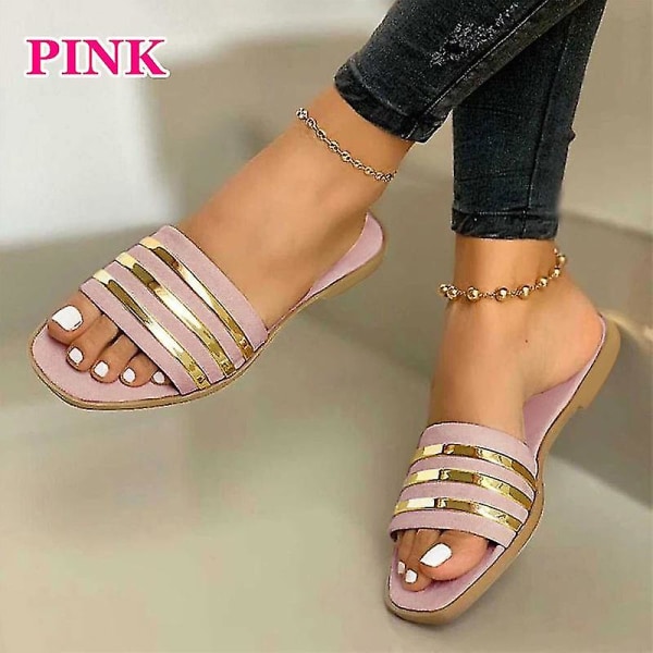 Kvinnersandaler 2023 Sommer Utendørs Strand Flip-flop Sandaler Solid Fashion Gladiator Sandaler Kvinner Flats Casual Dame Sko.36.M221298J