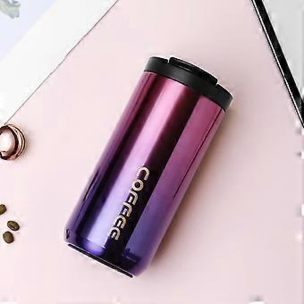 Rostfria Vakuumisolerade Tumblers Dubbelväggig Kaffekopp Spill-säker Resemugg för Hemmakontor Kök Utomhus Gradient Powder 500ml