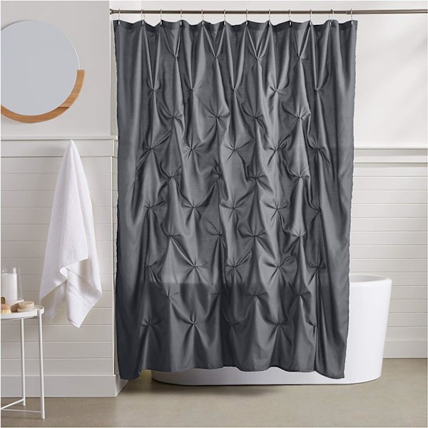 Grå - 183x183cm - Waffle-vævet Bruseforhæng, Polyester
