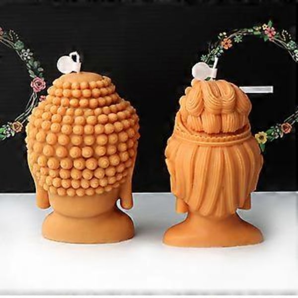 Genanvendelig Silikone Lysform Avalokitesvara Buddha Hoved Statue Epoxy Resin Form Støbeværktøj til DIY Gips Ornamenter 3