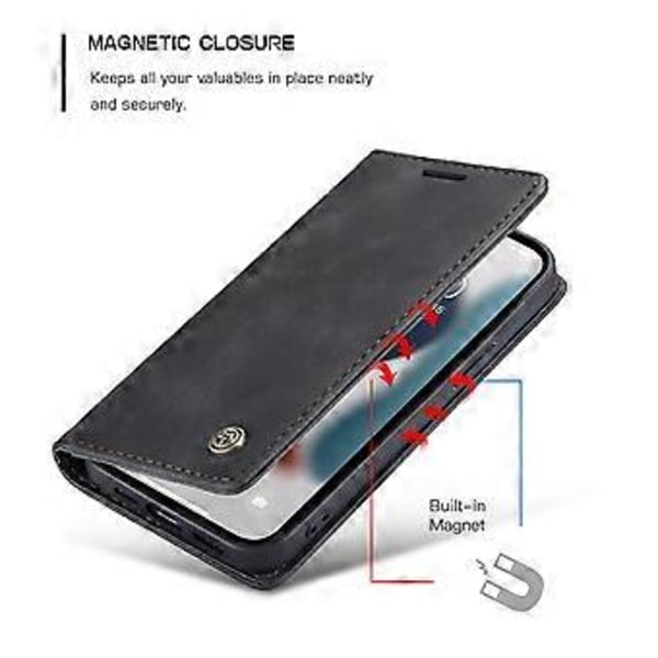 CaseMe-013 Læder Etui Til iPhone 13 Til iPhone 13 Black