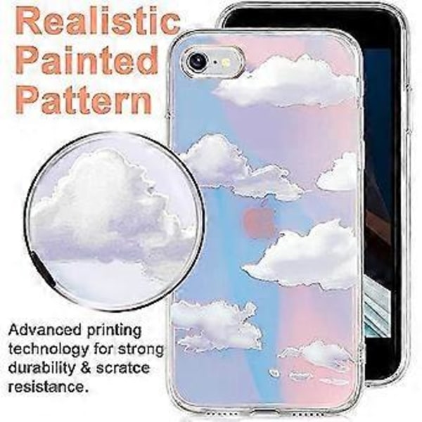 til iPhone SE Cover 2022 (3. generation) & iPhone SE Cover 2020 & iPhone 8/7 Cover Klart Design Sød, Robust Cover i Militærkvalitet med Moderigtigt til Kvinder Gi