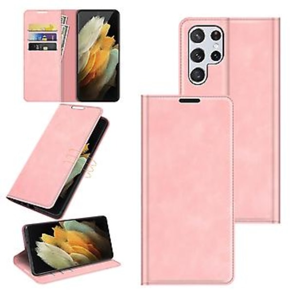 Galaxy S22 Ultra 5G magneettinen nahkainen suojakotelo Pink