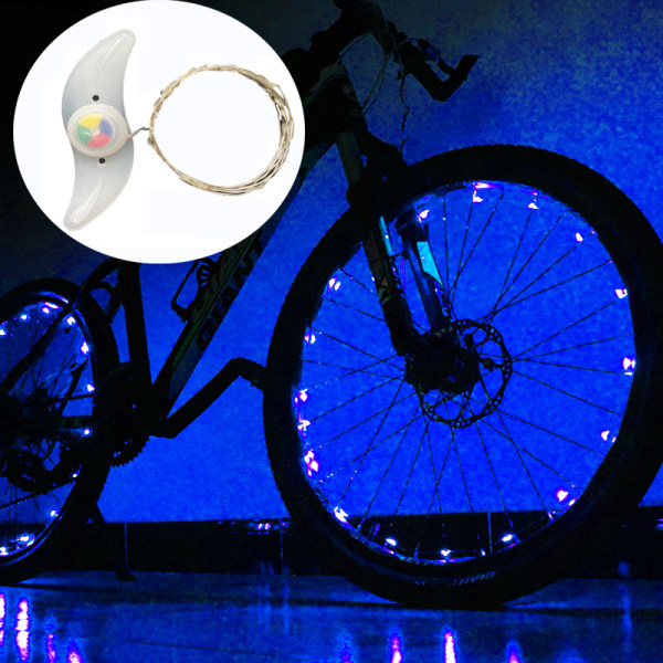 Blå LED-cykelhjulsljus i ett stycke ger ljusstyrka och synlighet