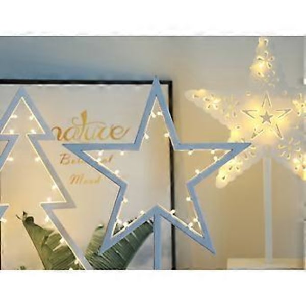 LED-joulukuusi pöytälamppu - 60 x 45 cm - Paristoilla toimiva 10 lämpimän valkoisen LED:n kanssa - Pöytävalaisin ikkunan koristeeksi tähti