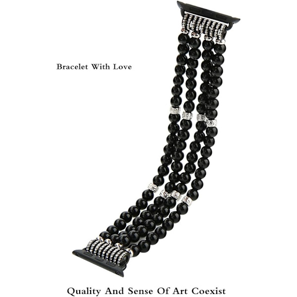 Helmi rannekoru (musta), yhteensopiva Apple Watch Band 42/4