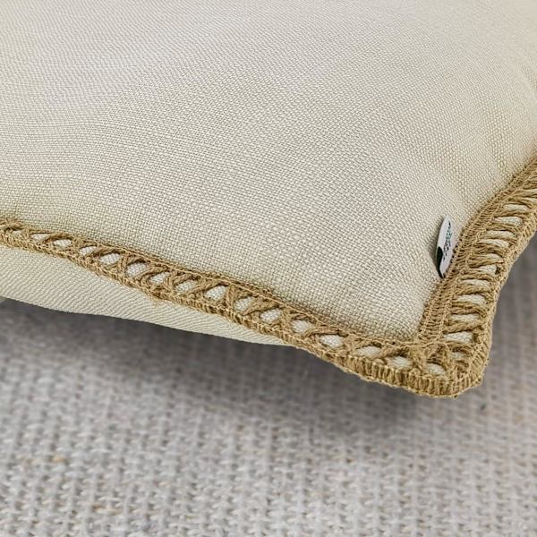 Pakke med 2 putetrekk i lin beige 45x45 cm dekorative bondehus