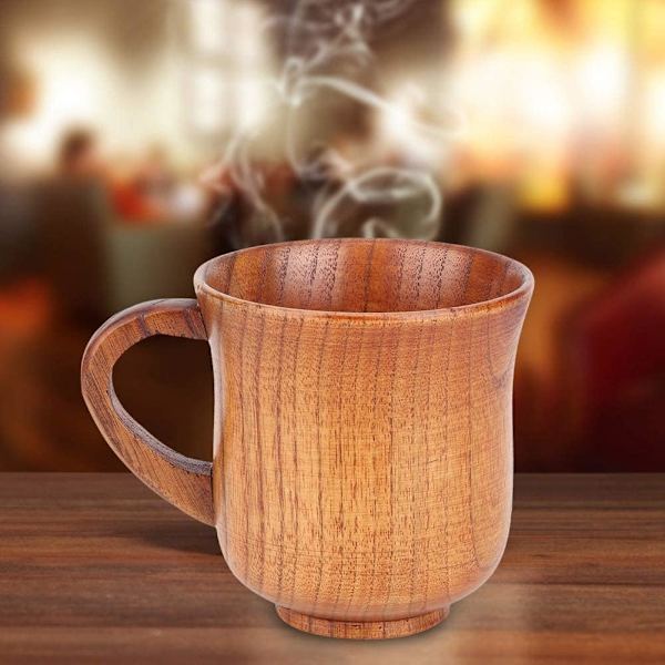 Naturlig trækrus med håndtag til at drikke te, kaffe, vin, øl