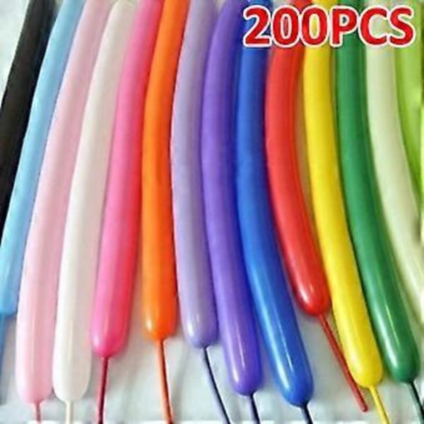 200 stk./sett Strip Ballon Bursdagsfest Jul Blandet Farge Lang Dyreknuting Set 1