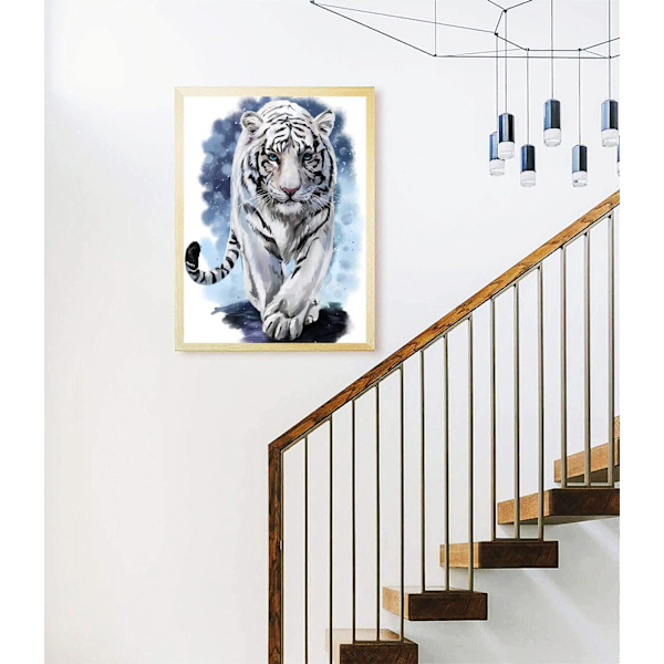 Hvid Tiger Diamant Maleri Sæt, brugt til boligindretning DIY 5D