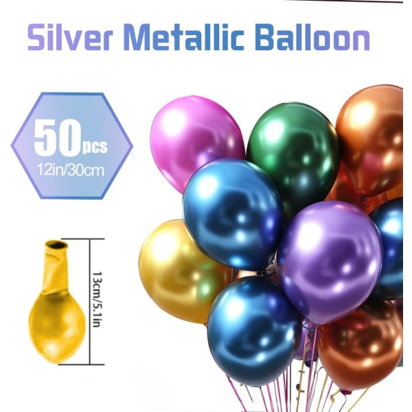 Metallfärgballong 50-pack metallballongjubileum Ideal Infla