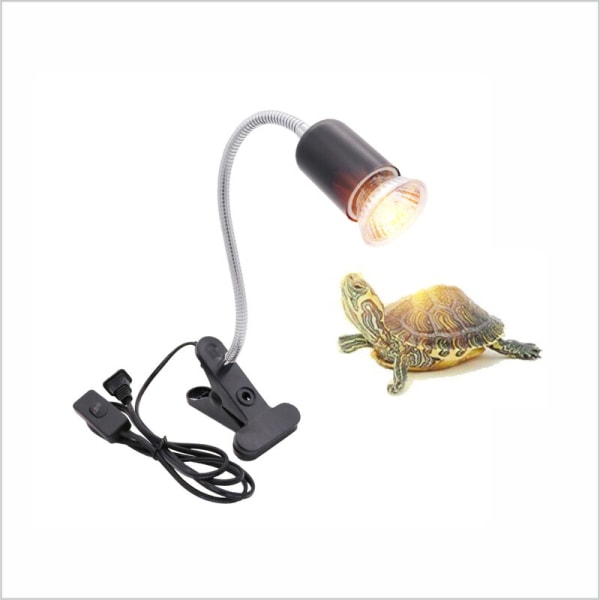 Reptillampa Uppvärmd Sköldpaddslampa med 360° Rotation Lång Bas fo