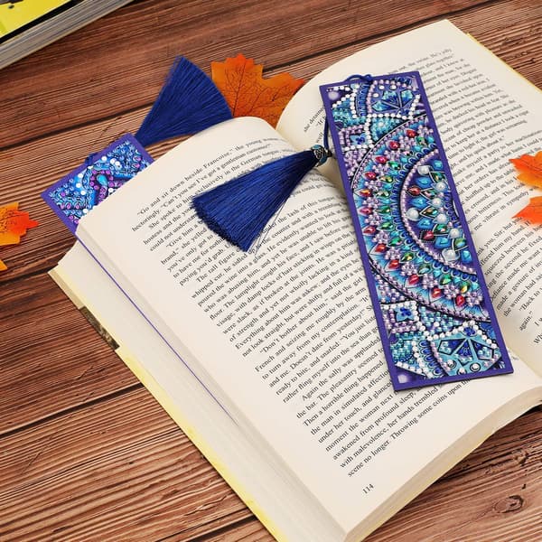 (2-pack) VETPW Diamantbroderi Bokmärkeskit med Läder Tofs