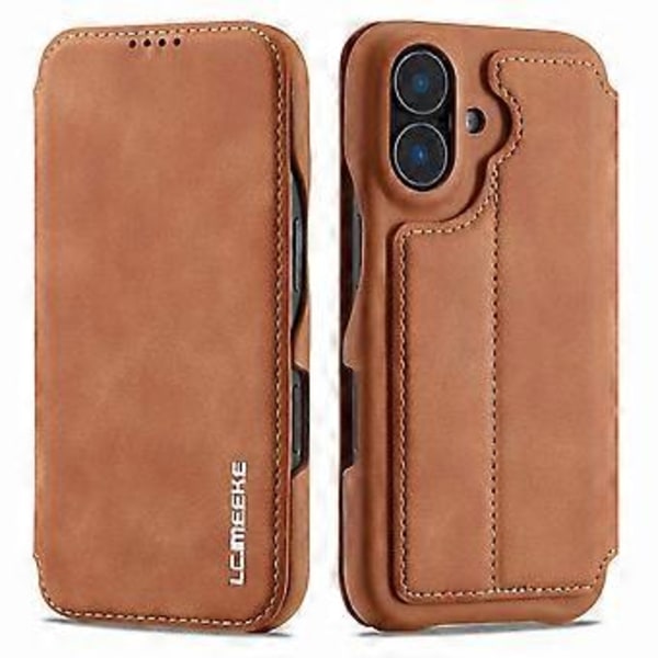 LC.IMEEKE iPhone 16 -kotelo korttipidikkeellä, jalustalla ja nahkaisella puhelinkuorella Style C