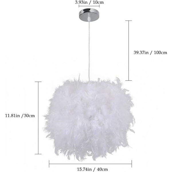 Vit Fjäderpendel Chandelier, Modern Sfärisk Form Chandelier