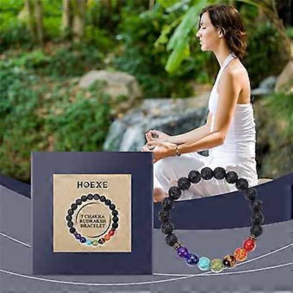 Naturlige vulkanske sten armbånd til mænd Reiki farverig vulkansk sten sort lava stretch