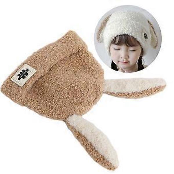Varm hue med øreklapper til børn, trendy hat, blød og komfortabel ørevarmer til småbørn, stilfuld unisex hue med øreklapper til drenge og piger, Khaki Khaki