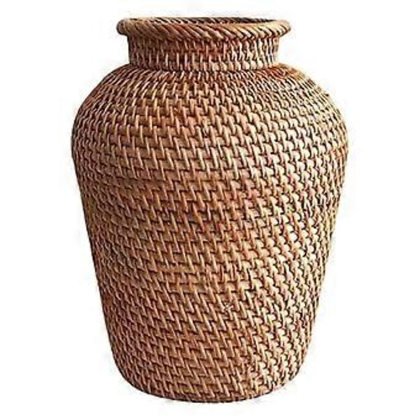 Retro Rattan Blomkruka Buketthållare Dekorativ Korg s()