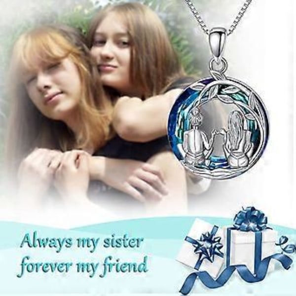 Systers födelsedagspresenter från systrar 925 Sterling Silver Livets Träd 2/3 Systrar Halsband med Kristall Systersmycken Presenter för Kvinnor Flickor Dotter F