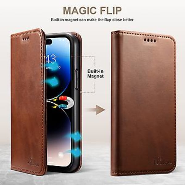 Kalvtextur Läder Telefonfodral För iPhone 14 Pro