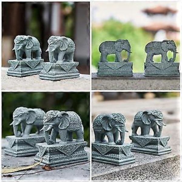 2 stk. Elefant Ornamenter Skrivebord Elefant Skulptur Dekor For Bil Kontor Hjem Skrivebord