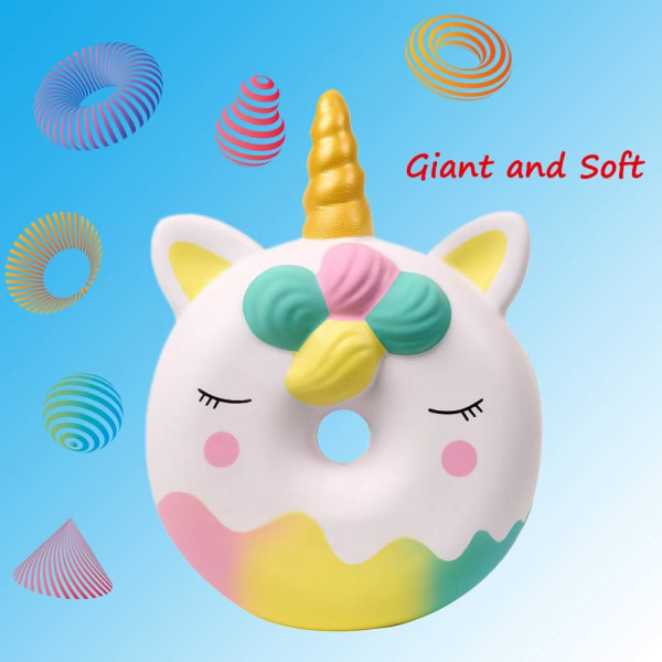 5 tuuman Squishies Jumbo Unicorn Donut Kawaii Pehmeä Hitaasti Nouseva S