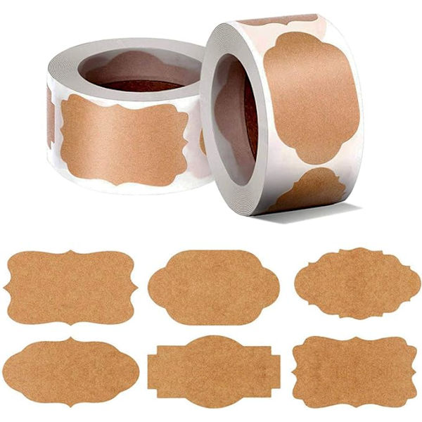 2 stk Kraftpapir-etikettklistremerker, 600 stk selvklebende etiketter,