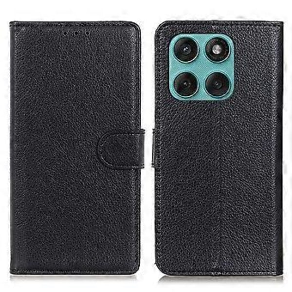 Plånboksfodral för Motorola Edge 60 Fusion 5G PU Läder Telefonskal Litchi Textur Black