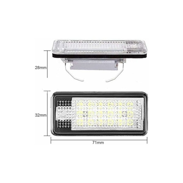 Hvit LED Canbus E-merke Godkjent Nummerplate Lys 2 stk