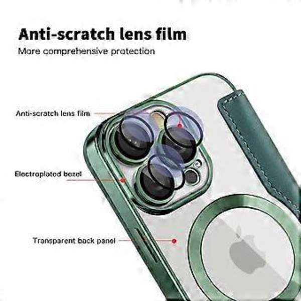 Magnetisk lædercover til iPhone 16 Pro Max med kortlommer og RFID-blokering Style B