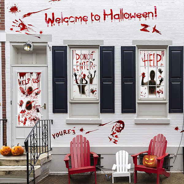 Halloween-ovien ja ikkunoiden koristeet - 1 ovi-tarra +
