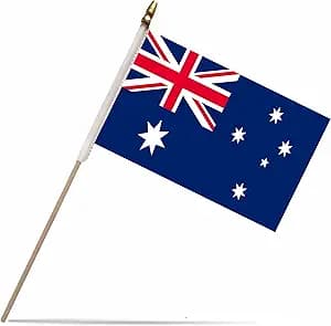 Set med 10 handviftade flaggor för fotbolls-VM i Australien