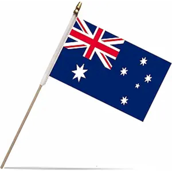 Sett med 10 håndviftede flagg til verdenscupen i Australia