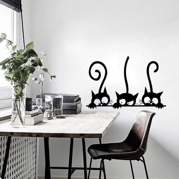 2-pack väggdekaler i PVC med citatkonst och kattmönster i vinyl, 8 cm
